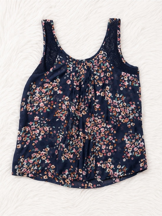 Maurices Tops - Maurices Floral Sheer Tank Blouse Medium Boho Cottagecore Sleeveless Top Navy